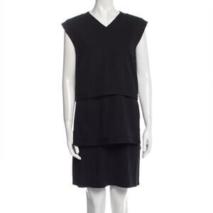 HELMUT LANG Wool Blend Layered Dress in Black - Size 8